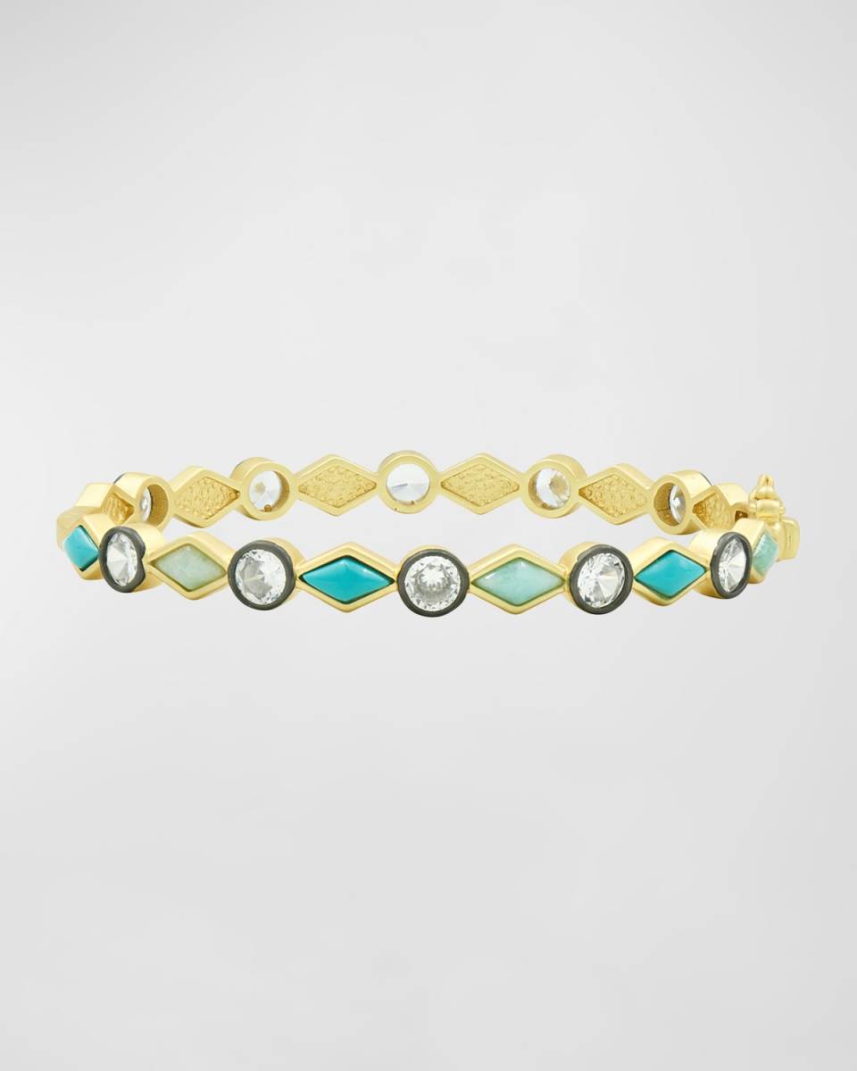 Blue Stone and Cubic Zirconia Bangle